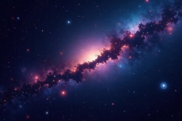 Naklejka premium Dark canvas with vibrant starry sky and twinkling celestial bodies against the blackness of space, space, night sky, galaxy