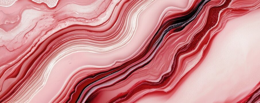 Natural stone texture in rich pink tones with bold red accents and flowing patterns, perfect for elegant abstract visuals
