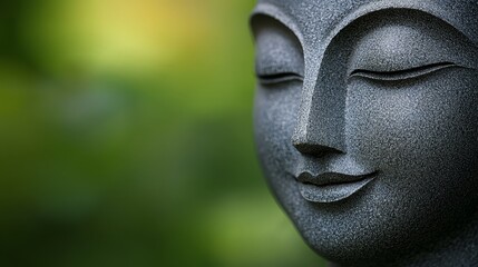 Serene buddha statue in peaceful meditation, finding inner peace and tranquility