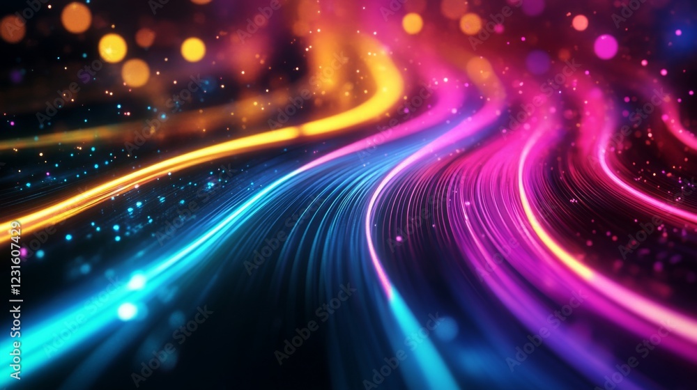 Leinwandbilder a vibrant, abstract background featuring flowing waves of light in various colors, creating a dynami