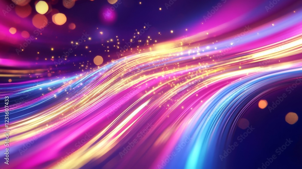 Poster a vibrant swirl of colors and lights creates a dynamic abstract background with a magical feel.