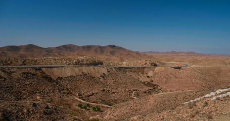 Panoramic view of the desert from left to right in Matmata Africa.