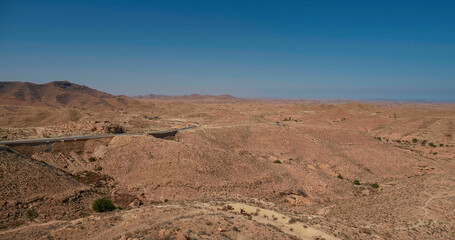 Panoramic view of the desert from left to right in Africa