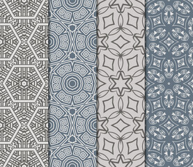 set of Seamless texture of floral ornament. Vector illustration. For the interior design, printing, web and textile