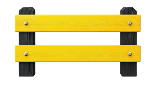 Yellow wooden sign with black edges and metal fasteners, isolated on a transparent background, png, alpha