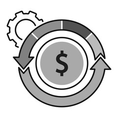 Financial Cycle with Gear Icon. Business Optimization, Economic Process, and Financial Planning Illustration.