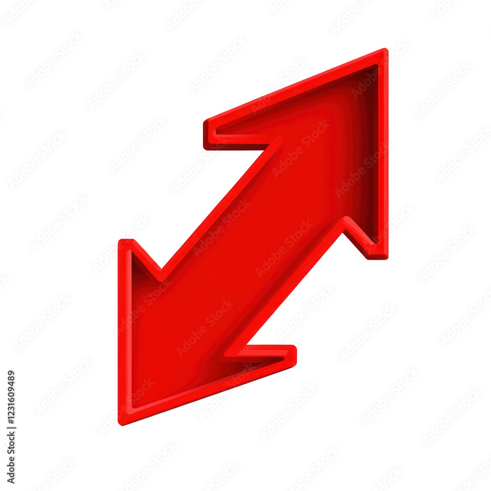 Poster bright red arrow symbol indicating direction with a clear design, isolated on a transparent backgrou