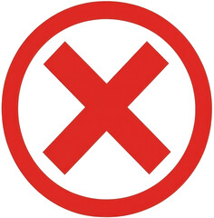 Fototapeta premium A bold red cross within a circle indicates a prohibited action clearly, isolated on a transparent background, png, alpha