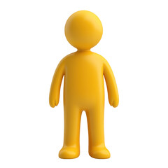A bright yellow figure stands upright, showcasing a minimalist design, isolated on a transparent background, png, alpha