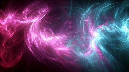 Fototapeta premium Abstract swirling pink blue energy, dark background, cosmic nebula