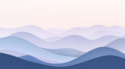 Serene Blue Mountain Range: A Minimalist Landscape