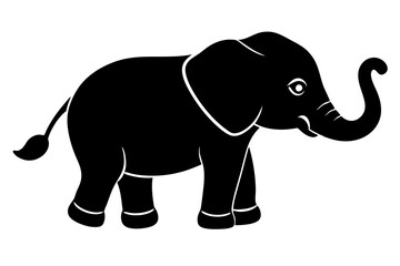 Baby elephant silhouette vector, elephant silhouette