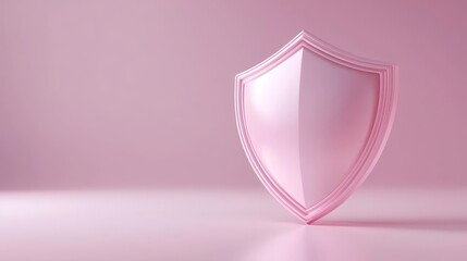 Stylish pink shield on pink background, a symbol of protection, security, and modern design