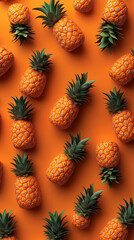 A lot of pineapples, closeup, healthy food, background, vertical