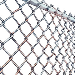 Fototapeta premium Detailed View of Chain Link Fence in Urban Setting with Shadow Play
