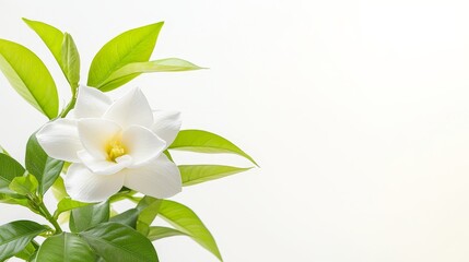 Obraz premium Stunning white flower in bloom, a closeup of nature's delicate beauty on pristine white backdrop