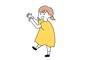 手を挙げてアピールしている女の子