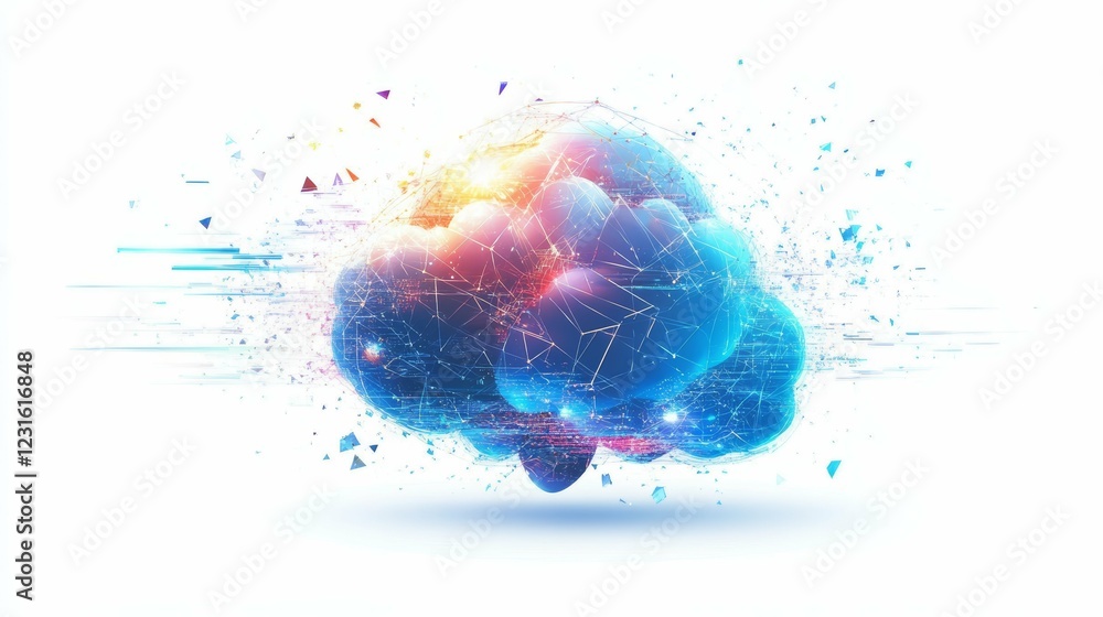 Poster futuristic digital brain network representing ai and technological innovation