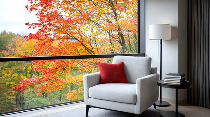 Autumn view from armchair in modern room