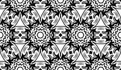 geometric floral art deco pattern. Seamless background. Monochrome modern vector illustration