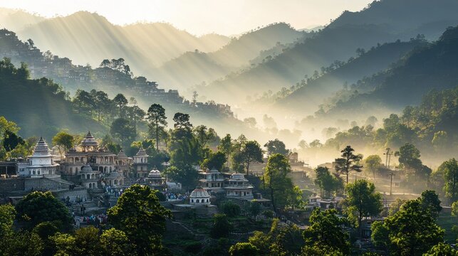 Vaishno Devi Temple Misty Trikuta Mountains Pilgrimage