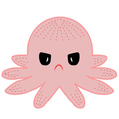 Squid Cartoon in pink, Octopus Funny
