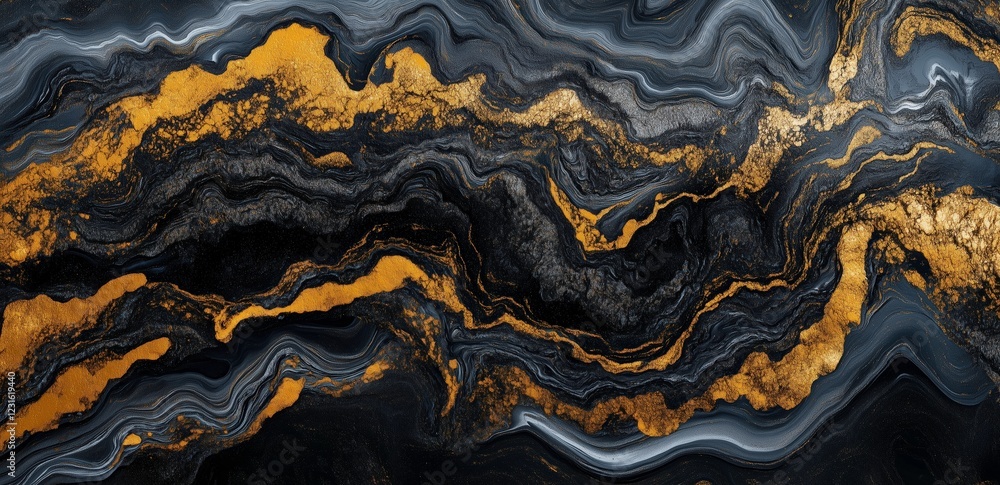 Poster black and gold swirls: an abstract design with swirling lines and patterns of black and gold. the me