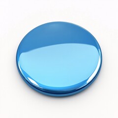 Glossy 3D Blue Circular Button with Reflective Surface Design