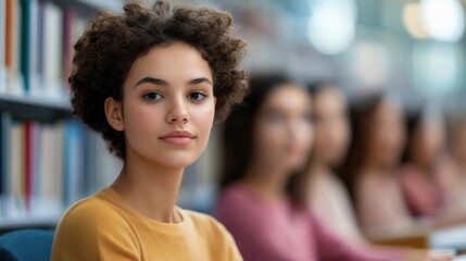 Diverse group of students engaged in collaborative learning using free educational resources in a public library setting to promote equal opportunities for all learners