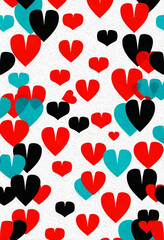 Fototapeta premium Valentine's Day card design. Illustration with oil paint. Pattern for printing on wall decorations, covers, wallpapers