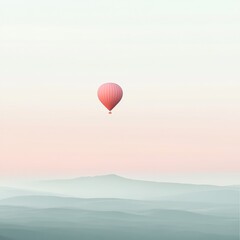 Obraz premium Pink Hot Air Balloon Over Misty Mountains