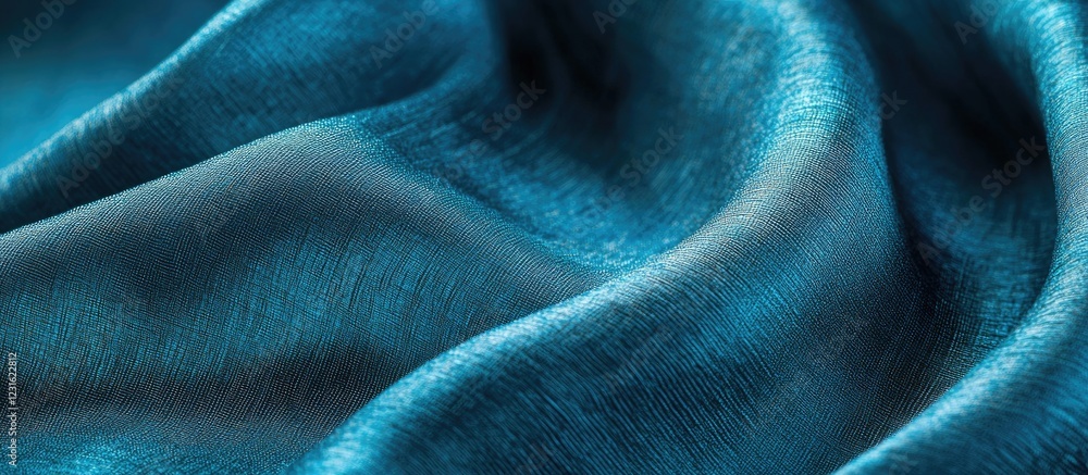 Poster satin fabric texture in rich jazz blue gently draped with soft folds creating an elegant abstract ba
