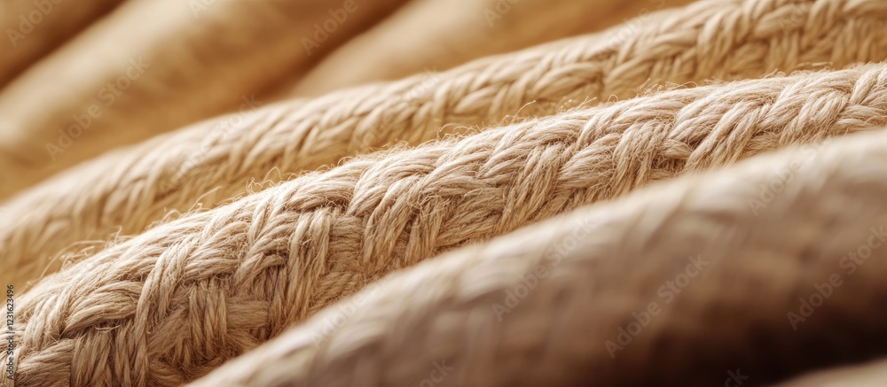 Poster natural jute burlap texture with light brown woven strands arranged closely in parallel lines emphas