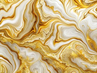 Luxurious Golden Marble Texture with Undulating White Swirls