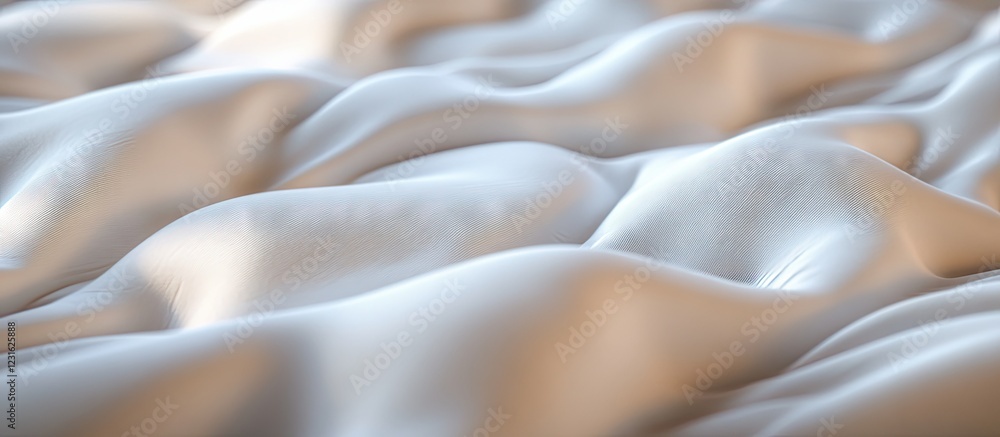 Poster satin fabric with soft undulating waves in shades of white and cream creating a luxurious texture an