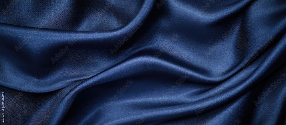 Poster elegant navy blue satin fabric folds creating a rich texture with soft highlights and shadows ideal 