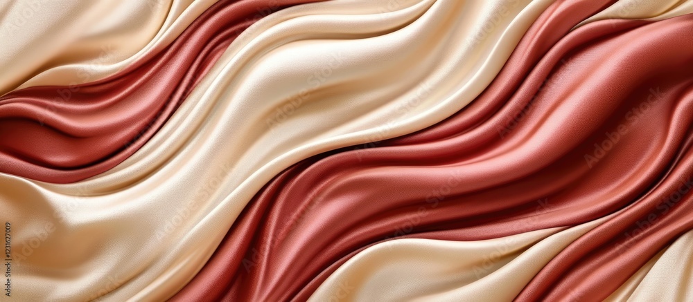 Poster luxurious cream and red brown silk satin drapes create elegant wavy folds and abstract patterns show