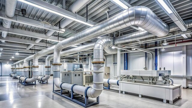 Overhead Chiller Piping in Industrial Building