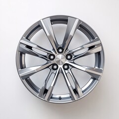 Obraz premium Artistic Overhead View of Polished Aluminum Alloy Wheel Rim