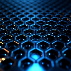 Futuristic Metallic Grid Background with Dark Steel Tones and Glow