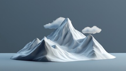 Abstract Minimalist Mountain Landscape: 3D Render of Serene Peaks