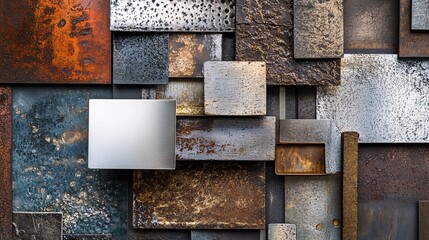 Artistic Representation of Arranged Metal Scraps and Surfaces
