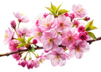 Stunning Spring Blossom: Isolated Cherry Branch with Deep Depth of Field