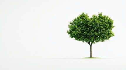 Striking Green Tree with Heart-Shaped Leaves on White Background