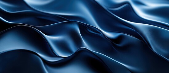 Obraz premium Elegant deep blue silk fabric with soft ripples and waves creating a luxurious and moody atmosphere, highlighting texture and flow dynamics.