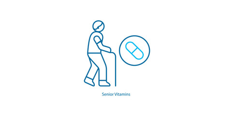 Senior Vitamins: Vector Icon for Healthy Aging