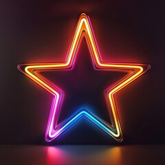 A glowing neon star with vibrant colors on a dark background, perfect for modern and futuristic design themes.