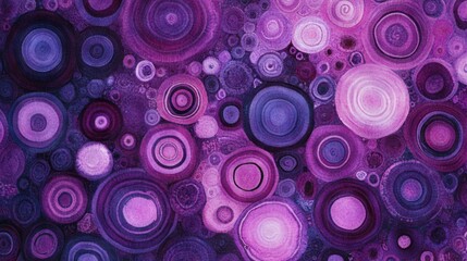Abstract design featuring concentric circles in various shades of purple.