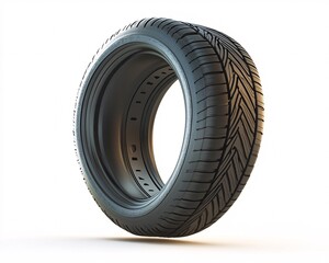Isolated Heart Shaped Tire Gently Hovering on Smooth Background