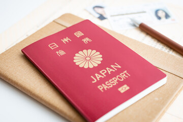 日本のパスポート申請イメージ写真　白背景